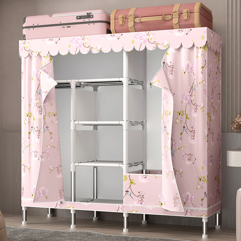 Silver Steel Frame Wardrobe Cabinet Contemporary Home Wardrobe