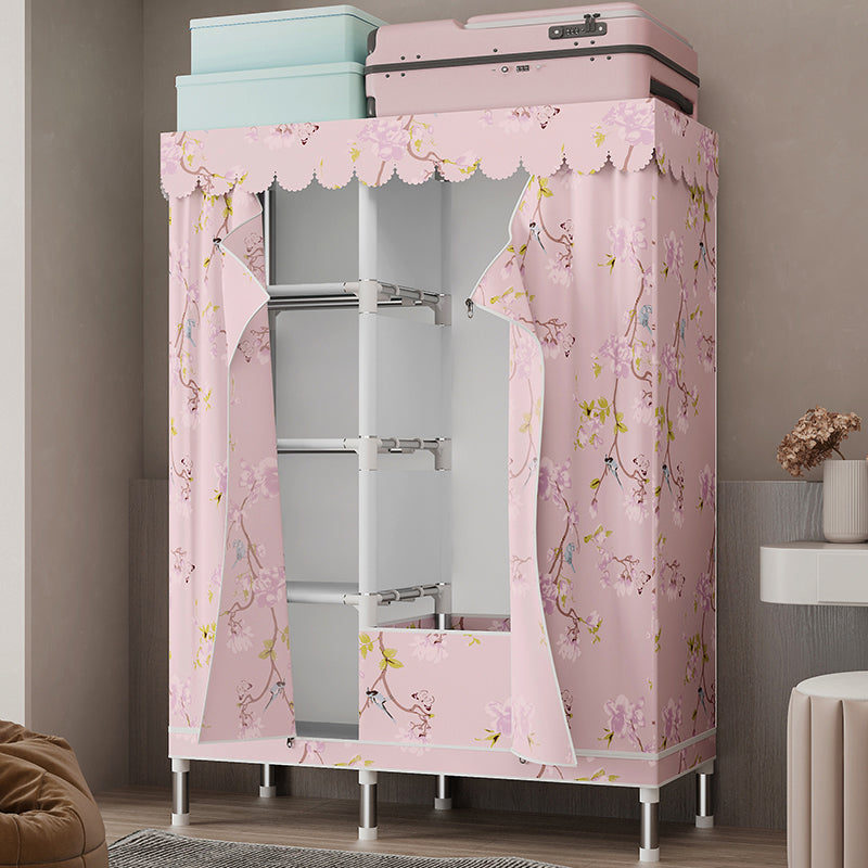 Silver Steel Frame Wardrobe Cabinet Contemporary Home Wardrobe