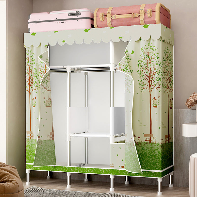 Silver Steel Frame Wardrobe Cabinet Contemporary Home Wardrobe