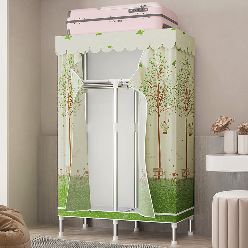 Silver Steel Frame Wardrobe Cabinet Contemporary Home Wardrobe