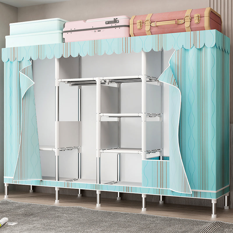 Silver Steel Frame Wardrobe Cabinet Contemporary Home Wardrobe