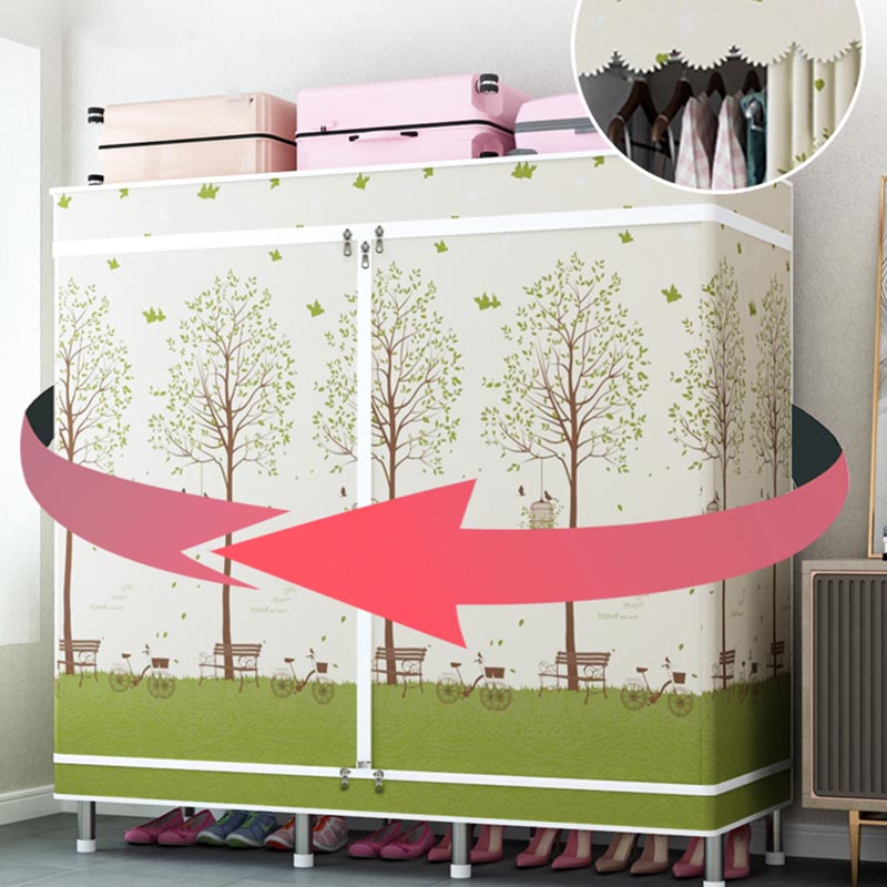 Silver Steel Frame Wardrobe Cabinet Contemporary Home Wardrobe