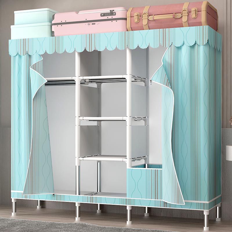 Silver Steel Frame Wardrobe Cabinet Contemporary Home Wardrobe