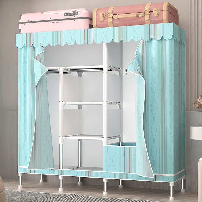 Silver Steel Frame Wardrobe Cabinet Contemporary Home Wardrobe