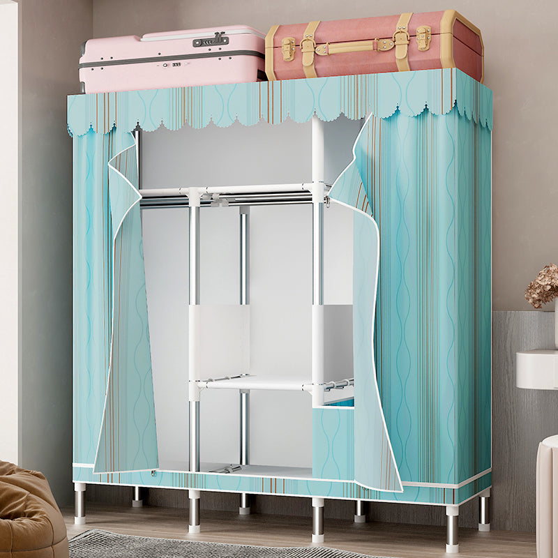 Silver Steel Frame Wardrobe Cabinet Contemporary Home Wardrobe