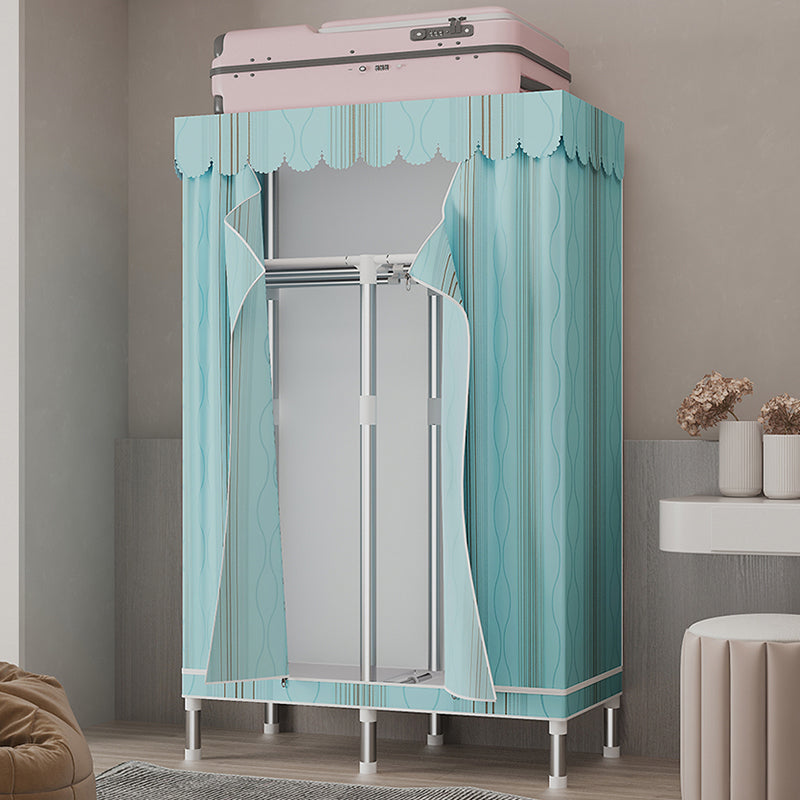 Silver Steel Frame Wardrobe Cabinet Contemporary Home Wardrobe