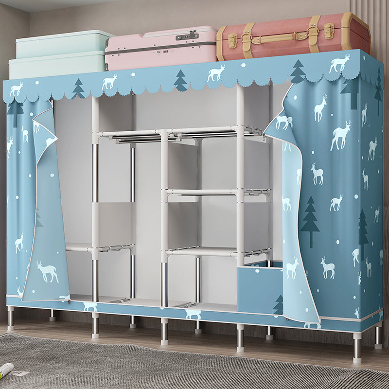 Silver Steel Frame Wardrobe Cabinet Contemporary Home Wardrobe