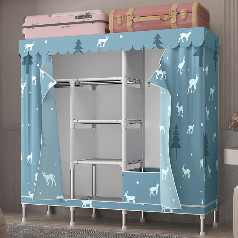 Silver Steel Frame Wardrobe Cabinet Contemporary Home Wardrobe