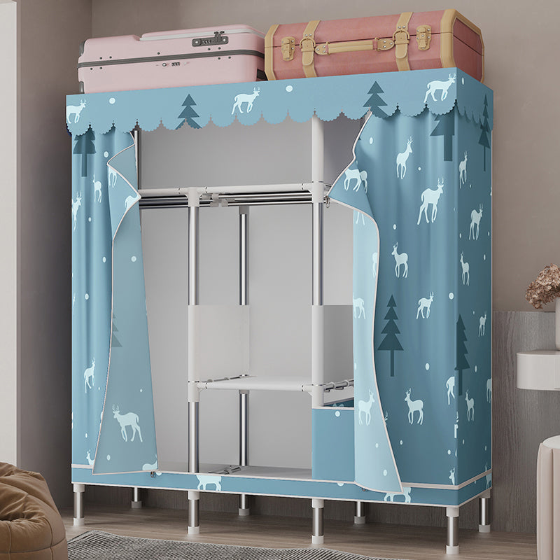 Silver Steel Frame Wardrobe Cabinet Contemporary Home Wardrobe