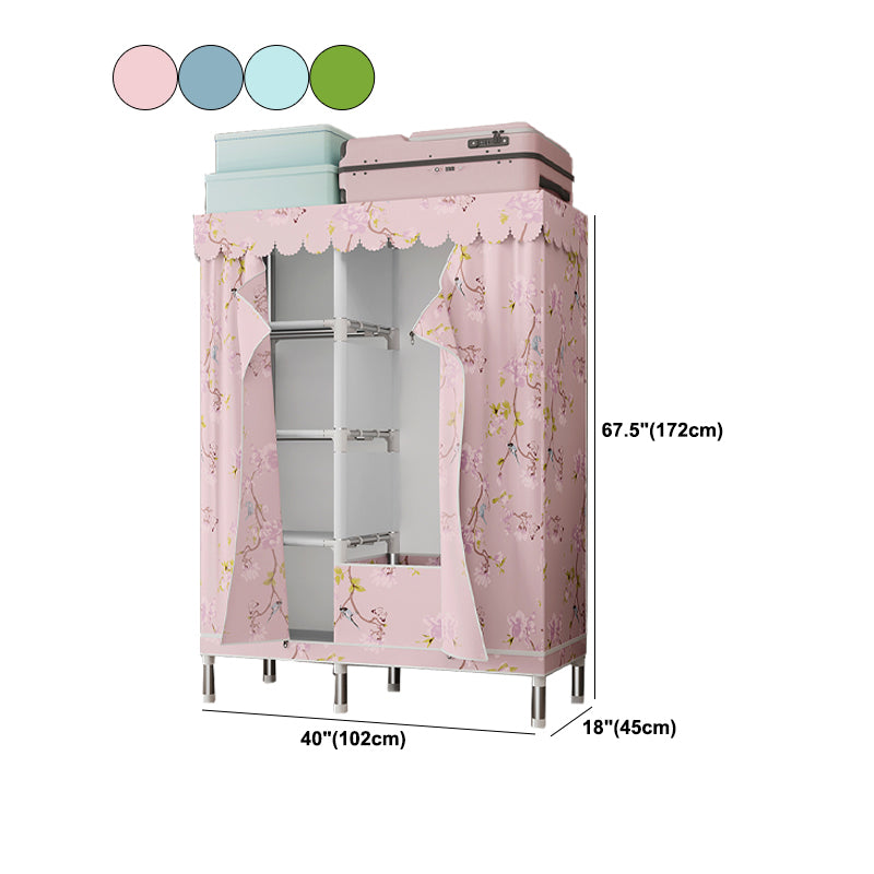 Silver Steel Frame Wardrobe Cabinet Contemporary Home Wardrobe