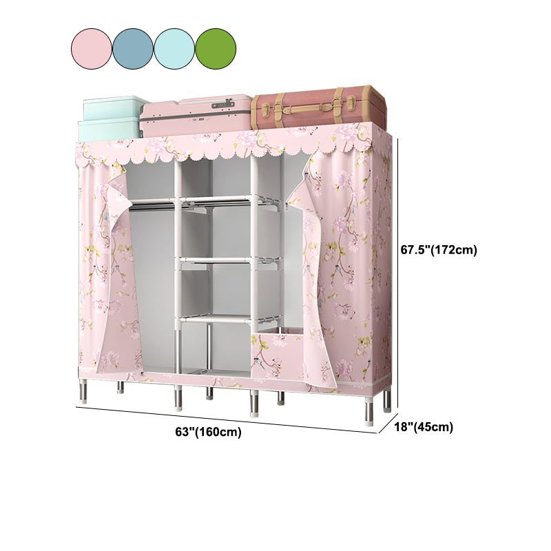 Silver Steel Frame Wardrobe Cabinet Contemporary Home Wardrobe