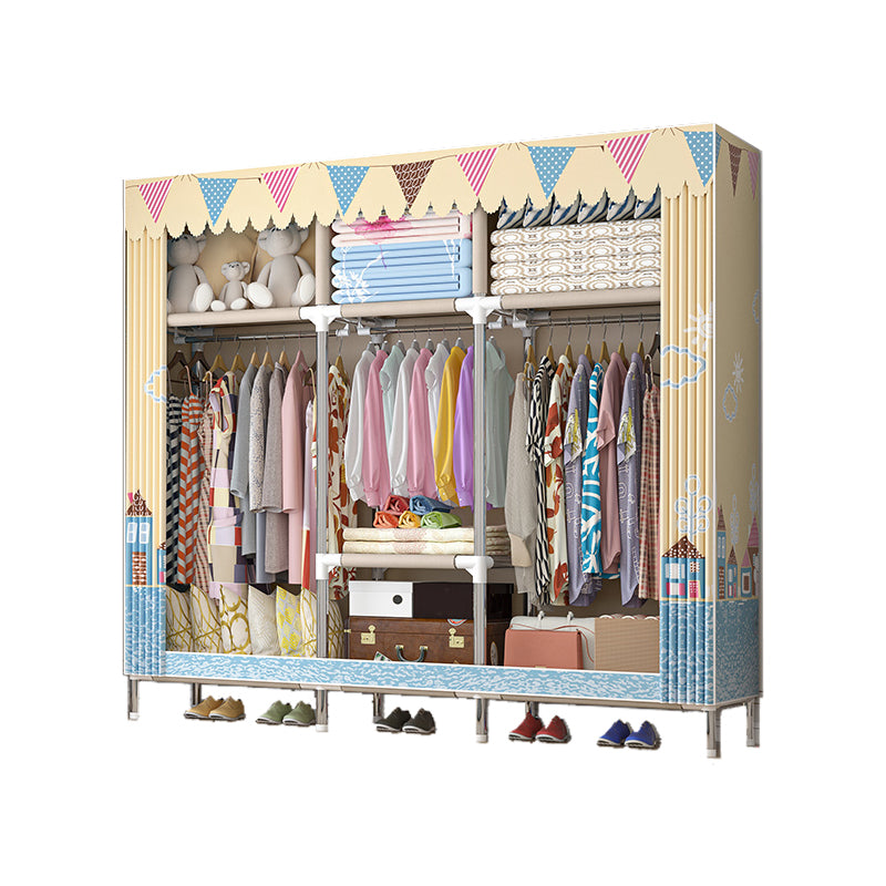 Metal Frame Wardrobe Armoire Contemporary Style Home Wardrobe