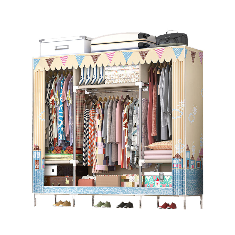 Metal Frame Wardrobe Armoire Contemporary Style Home Wardrobe