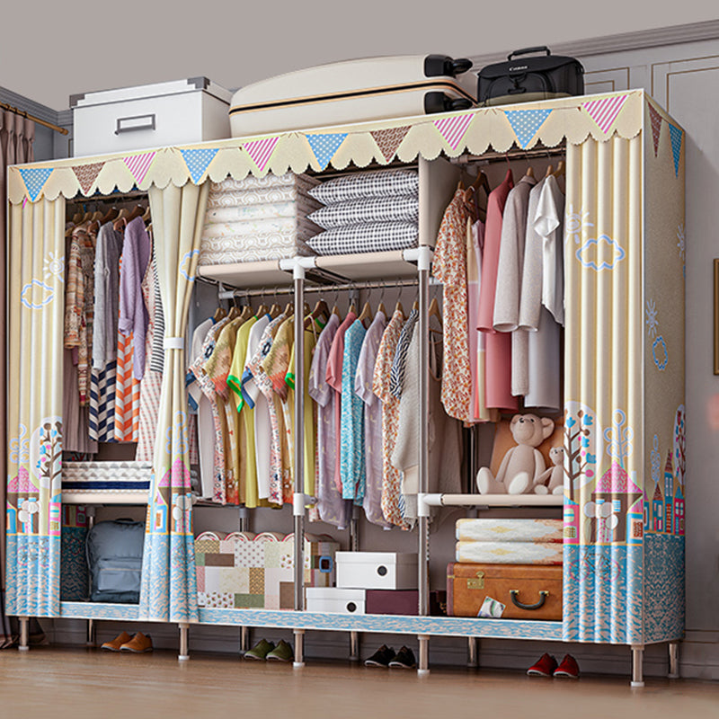 Metal Frame Wardrobe Armoire Contemporary Style Home Wardrobe