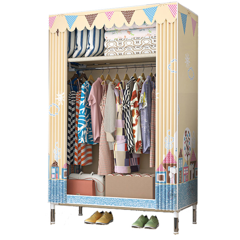 Metal Frame Wardrobe Armoire Contemporary Style Home Wardrobe