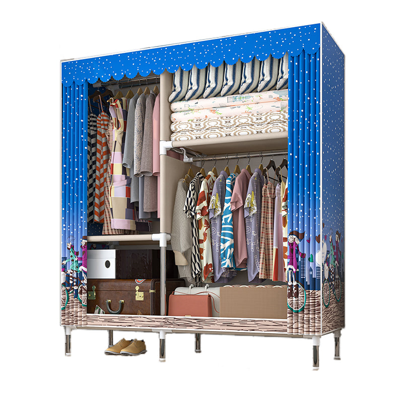 Metal Frame Wardrobe Armoire Contemporary Style Home Wardrobe