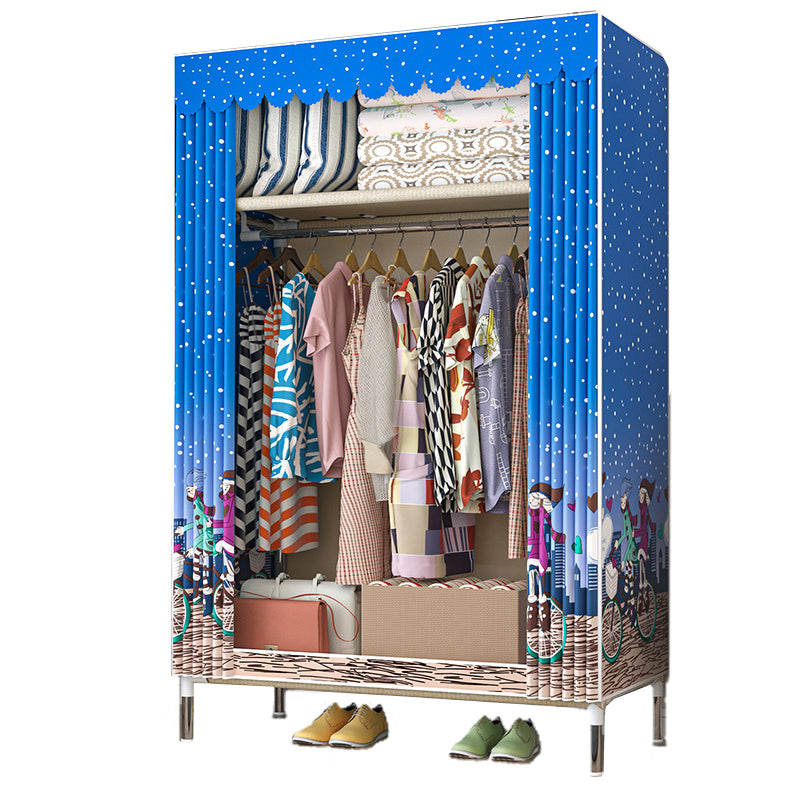 Metal Frame Wardrobe Armoire Contemporary Style Home Wardrobe