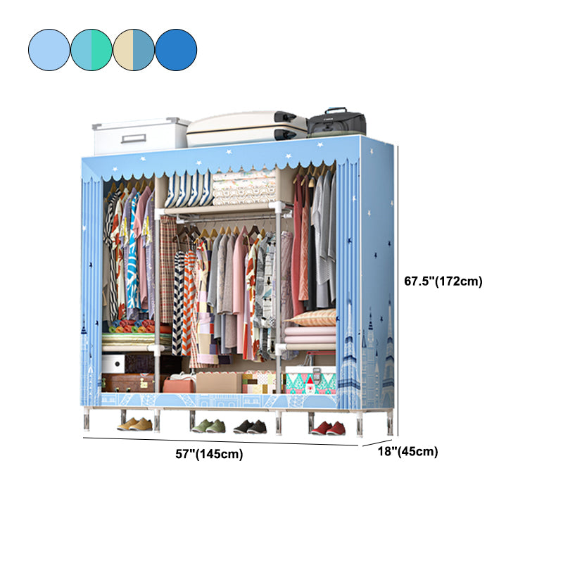 Metal Frame Wardrobe Armoire Contemporary Style Home Wardrobe