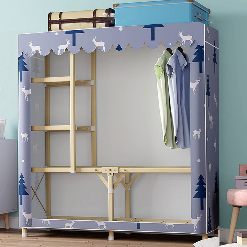 Gold Steel Frame Wardrobe Armoire Contemporary Style Wardrobe for Bedroom