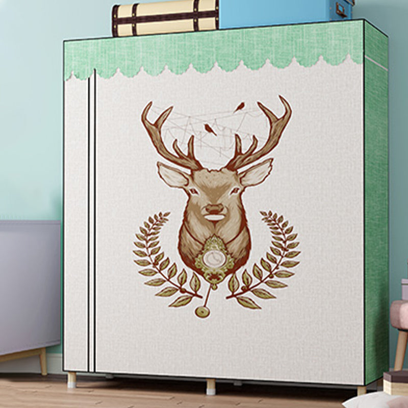 Gold Steel Frame Wardrobe Armoire Contemporary Style Wardrobe for Bedroom