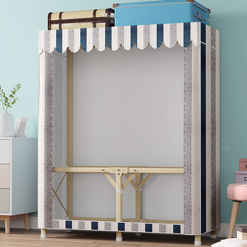 Gold Steel Frame Wardrobe Armoire Contemporary Style Wardrobe for Bedroom