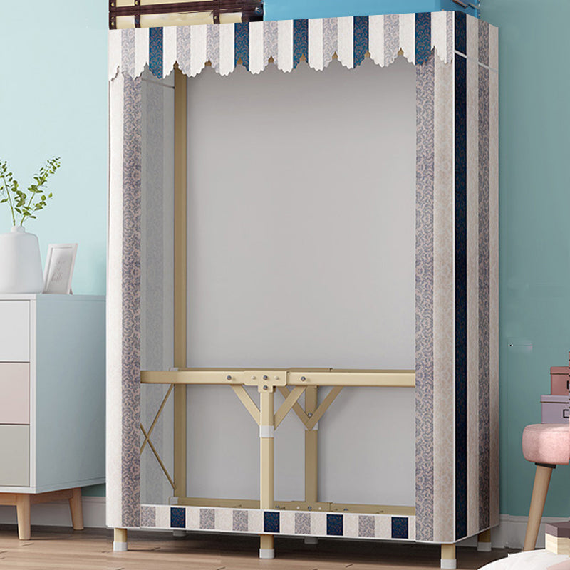 Gold Steel Frame Wardrobe Armoire Contemporary Style Wardrobe for Bedroom
