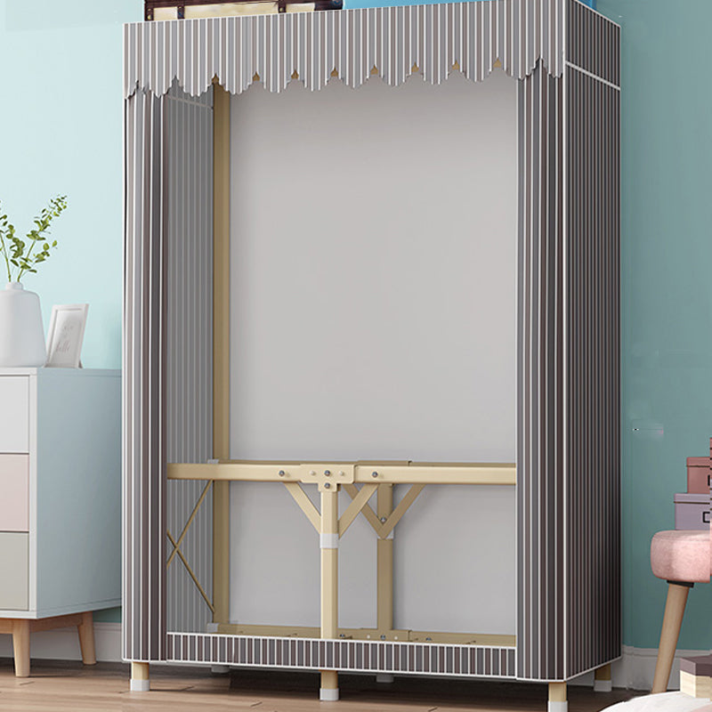 Gold Steel Frame Wardrobe Armoire Contemporary Style Wardrobe for Bedroom