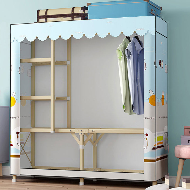 Gold Steel Frame Wardrobe Armoire Contemporary Style Wardrobe for Bedroom