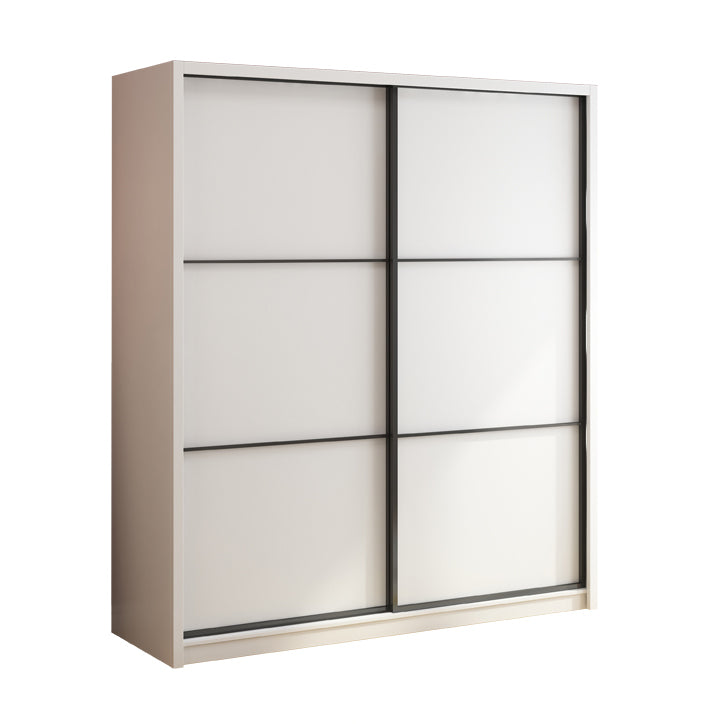 White Engineered Wood Wardrobe Armoire Modern Sliding Wardrobe Closet