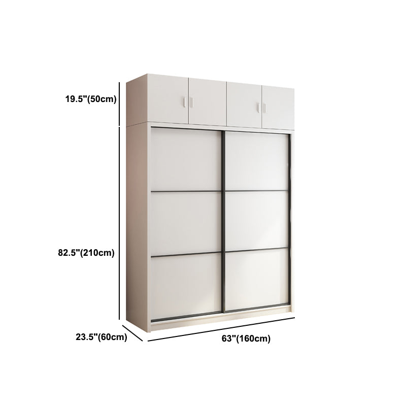White Engineered Wood Wardrobe Armoire Modern Sliding Wardrobe Closet