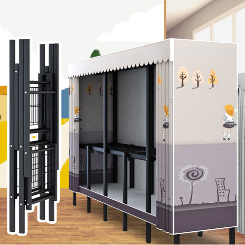 Black Steel Frame Wardrobe Armoire Contemporary Folding Wardrobe Cabinet