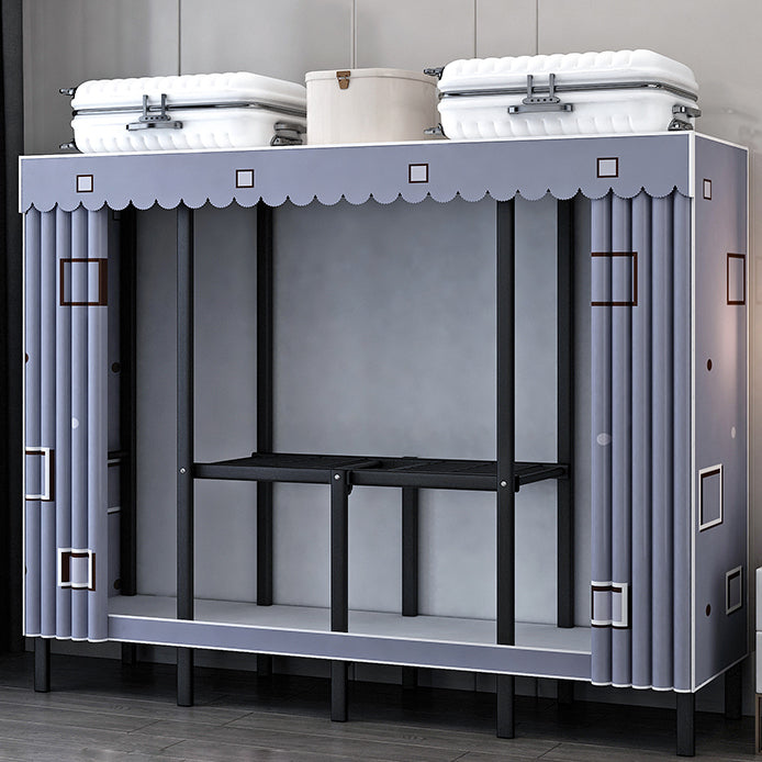 Black Steel Frame Wardrobe Armoire Contemporary Folding Wardrobe Cabinet