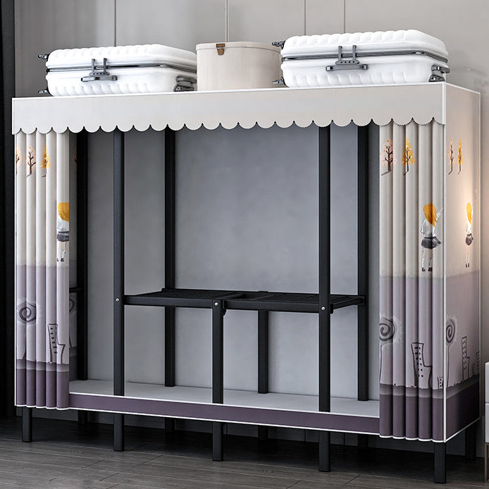 Black Steel Frame Wardrobe Armoire Contemporary Folding Wardrobe Cabinet