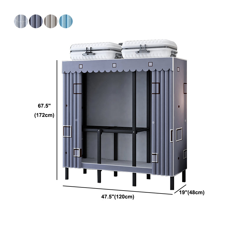 Black Steel Frame Wardrobe Armoire Contemporary Folding Wardrobe Cabinet