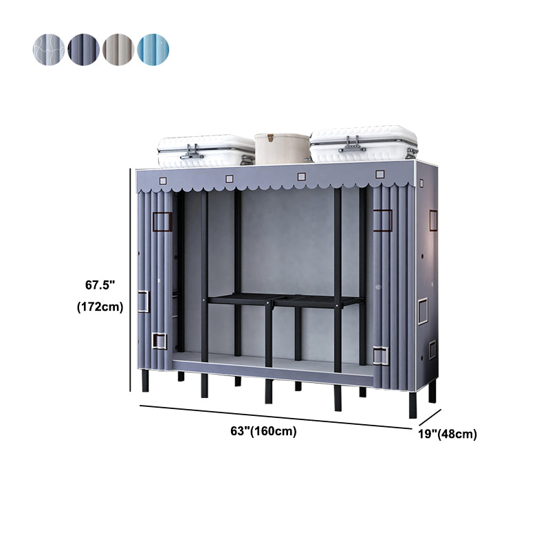 Black Steel Frame Wardrobe Armoire Contemporary Folding Wardrobe Cabinet