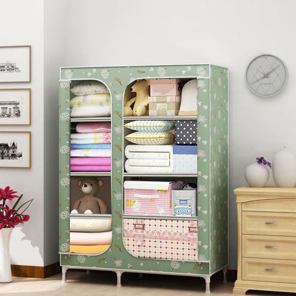Steel Frame Non-Hanging Armoire Modern Style Wardrobe with 5 Shelves