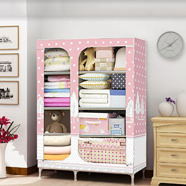 Steel Frame Non-Hanging Armoire Modern Style Wardrobe with 5 Shelves