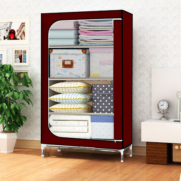 Steel Frame Non-Hanging Armoire Modern Style Wardrobe with 5 Shelves