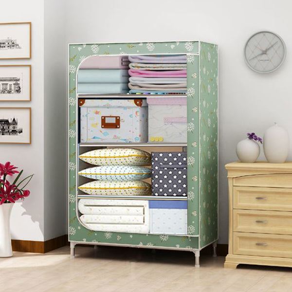 Steel Frame Non-Hanging Armoire Modern Style Wardrobe with 5 Shelves