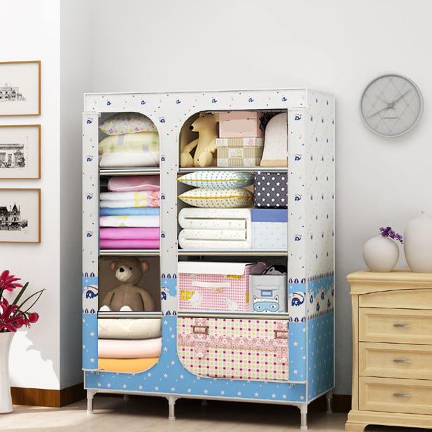 Steel Frame Non-Hanging Armoire Modern Style Wardrobe with 5 Shelves