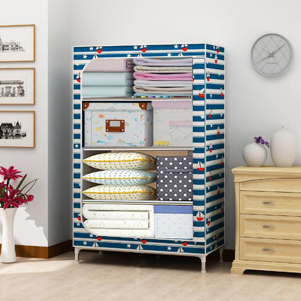 Steel Frame Non-Hanging Armoire Modern Style Wardrobe with 5 Shelves