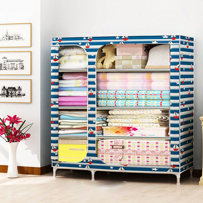 Steel Frame Non-Hanging Armoire Modern Style Wardrobe with 5 Shelves