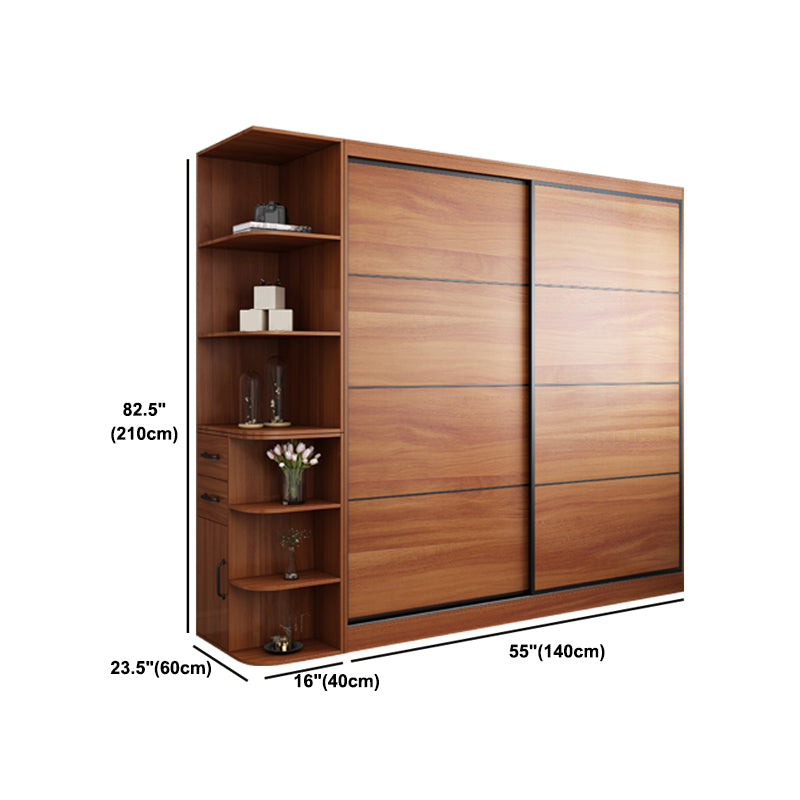 Brown Engineered Wood Wardrobe Armoire Contemporary Wardrobe Closet