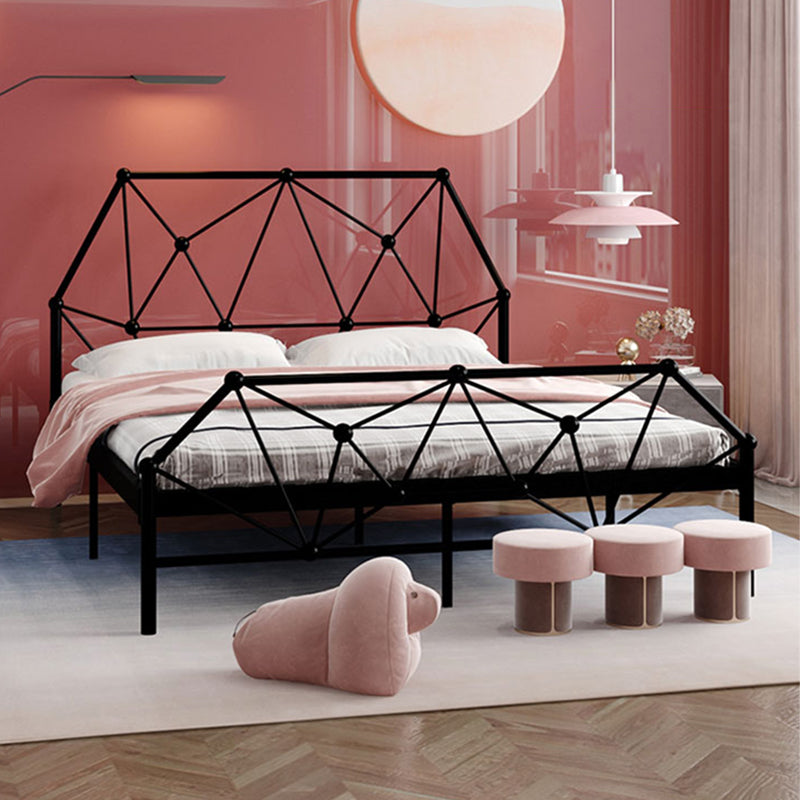 Glam Metallic Standard Bed, Open-Frame Headboard Bed Frame with Footboard