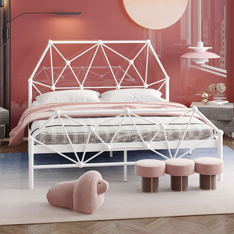 Glam Metallic Standard Bed, Open-Frame Headboard Bed Frame with Footboard