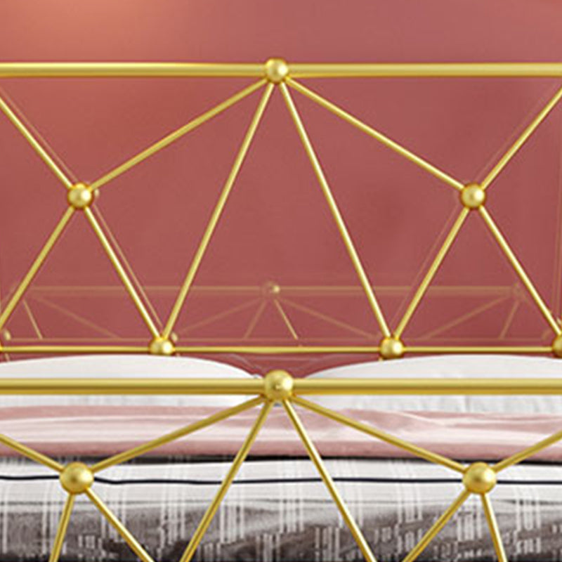 Glam Metallic Standard Bed, Open-Frame Headboard Bed Frame with Footboard