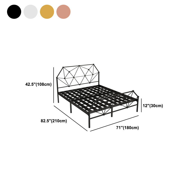Glam Metallic Standard Bed, Open-Frame Headboard Bed Frame with Footboard