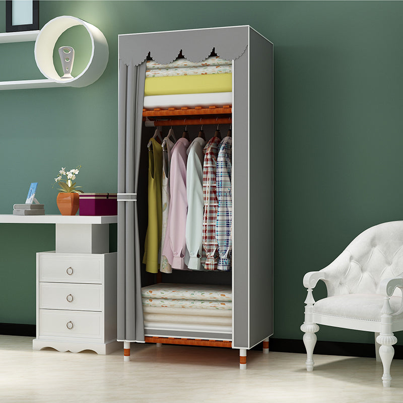 Meringue Wood Frame Wardrobe Cabinet Modern Style Wardrobe for Bedroom