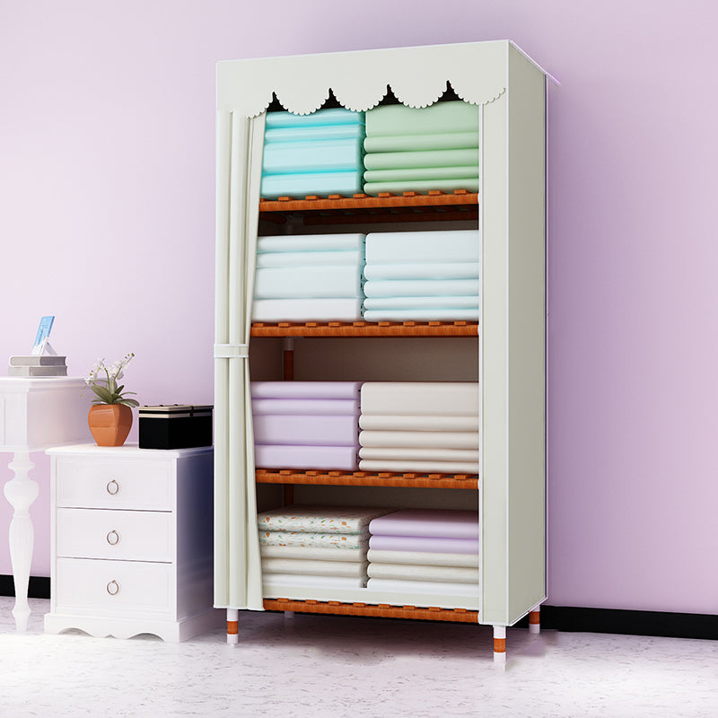 Meringue Wood Frame Wardrobe Cabinet Modern Style Wardrobe for Bedroom