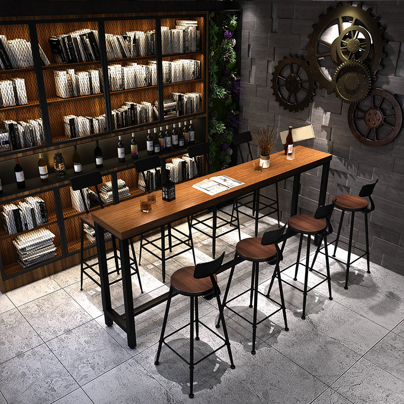 Industrial 1/2/5/9 Pieces Bar Table Set Rectangle Pine Wood Counter Table with High Stools